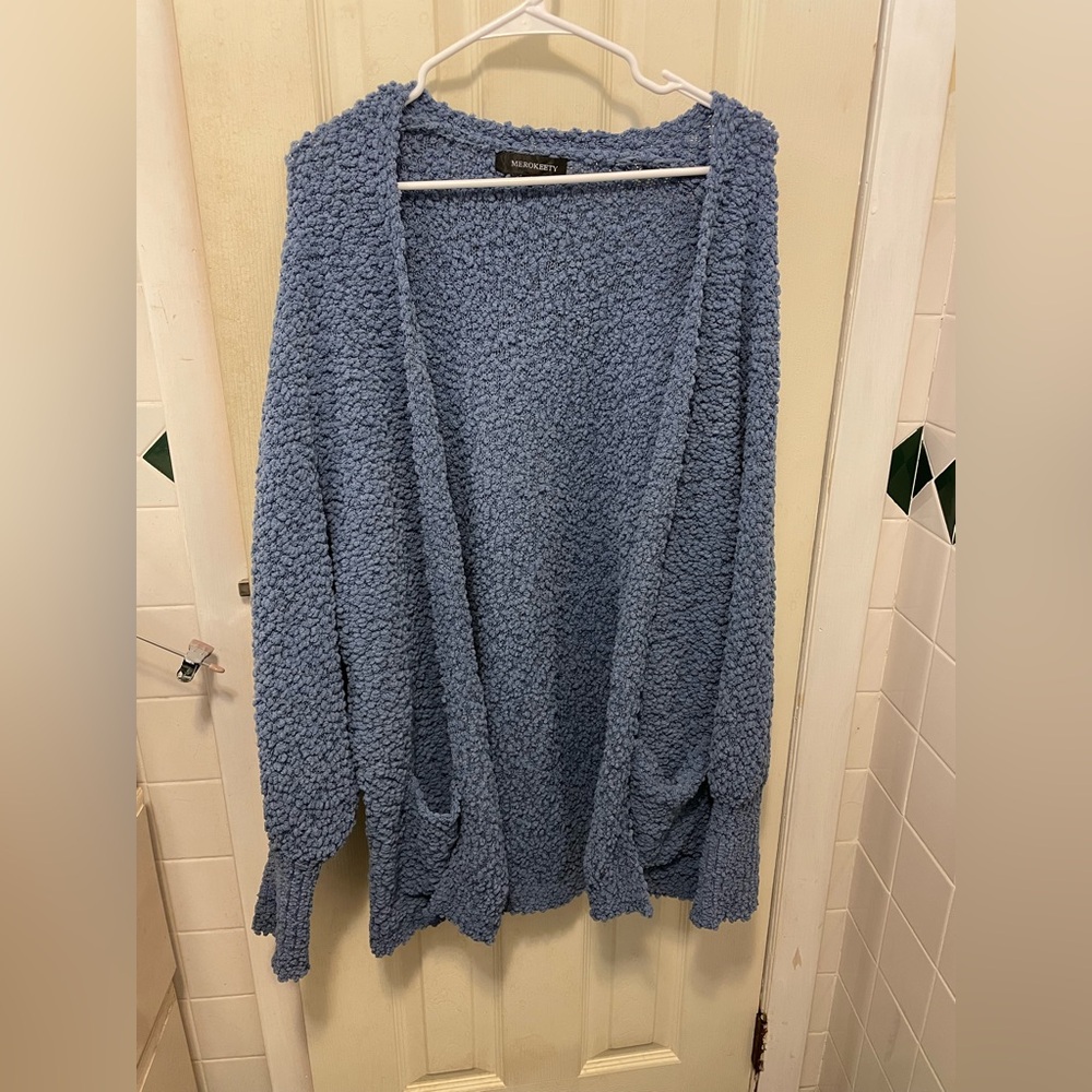 Blue Textured Women's Sweater